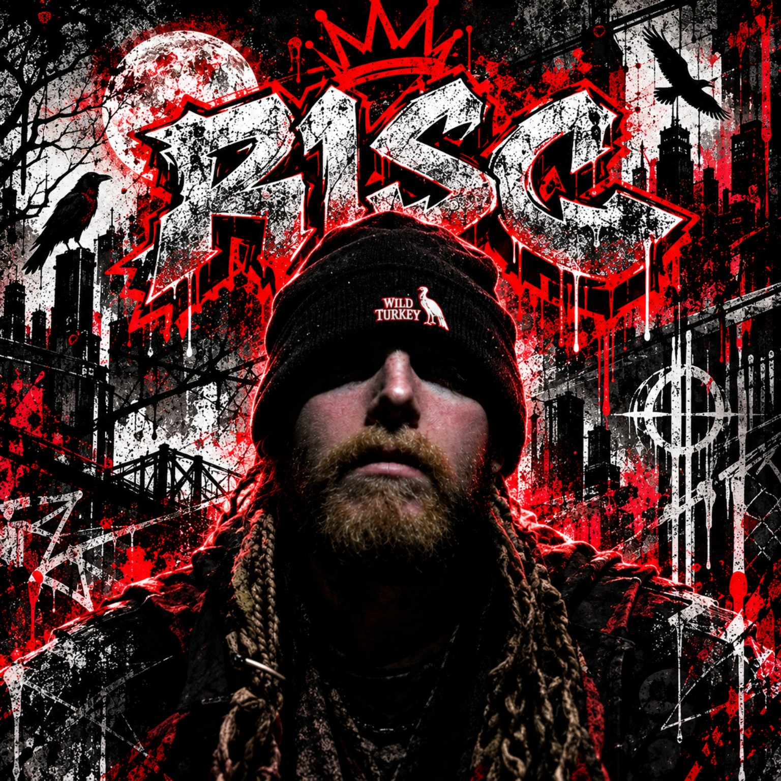 R1SC red, black and white portrait artwork